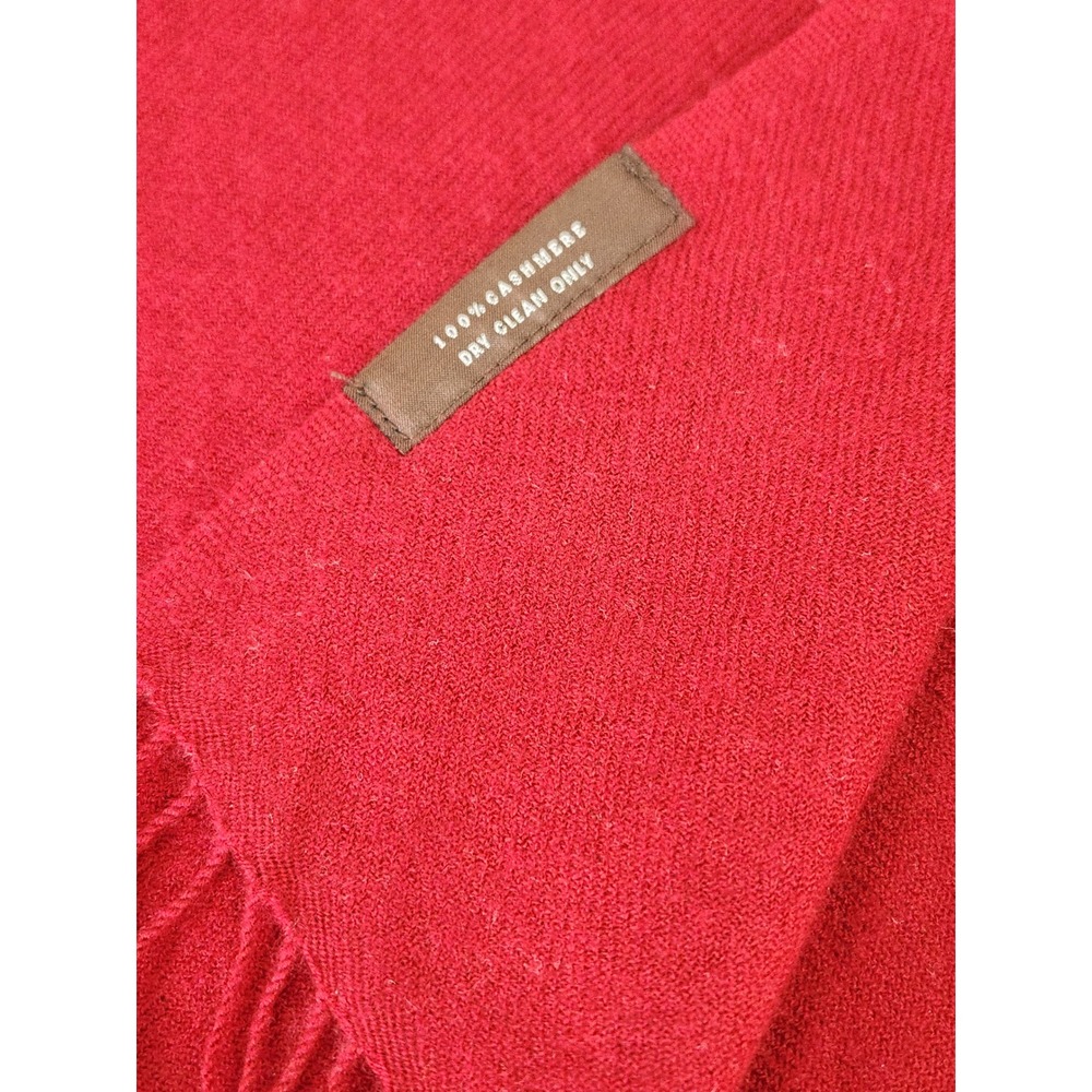 Pure Collection Scarf Women OS Red 100% Cashmere Fringe Trim Wrap Luxe 86"×40" - Picture 2 of 6